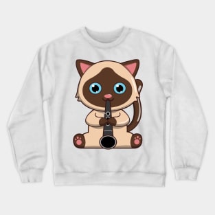 Siamese Cat Playing The Clarinet Crewneck Sweatshirt